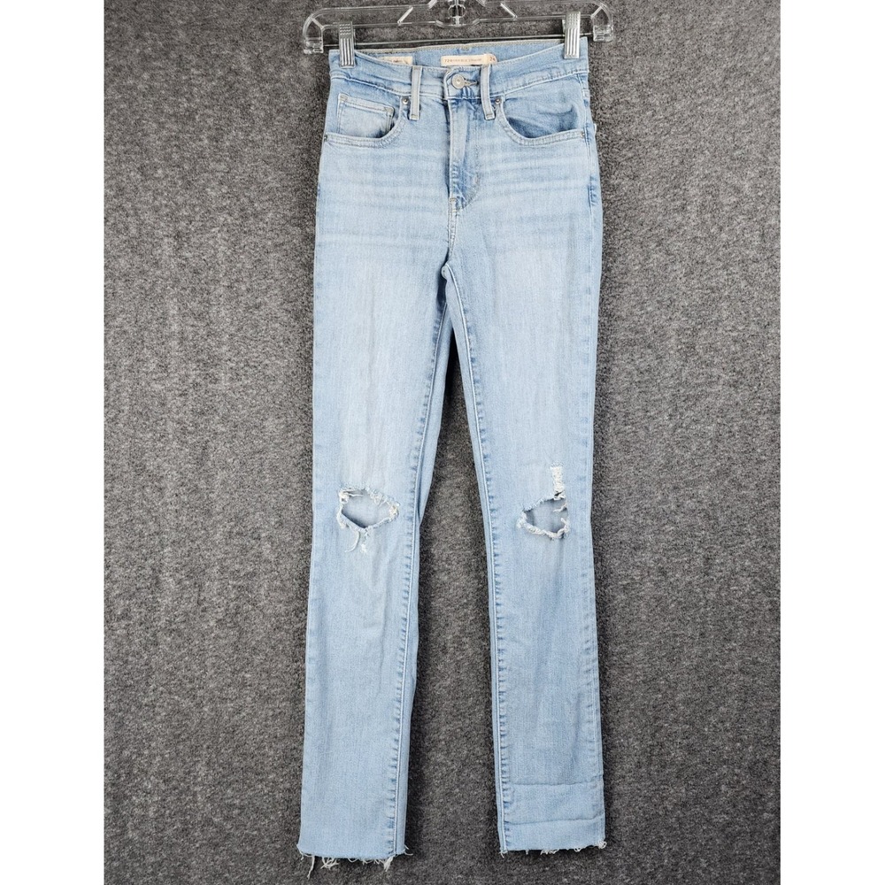 Levi's Jeans Womens 24 724 High Rise Light Wash Distressed Italian Denim